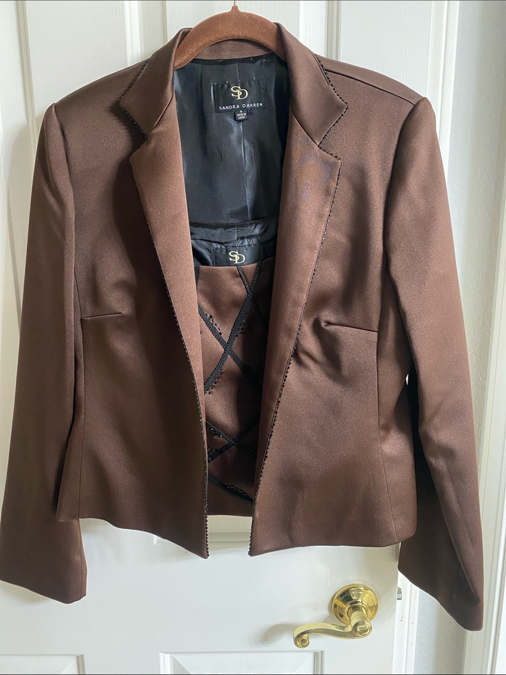 Sandra Darren Chocolate Brown Women's Tailored Blazer set